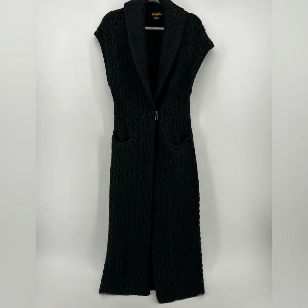 RALPH LAUREN RUGBY Cable Knit  SLEEVELESS GRAY CARDIGAN JACKET SWEATER SIZE XS
